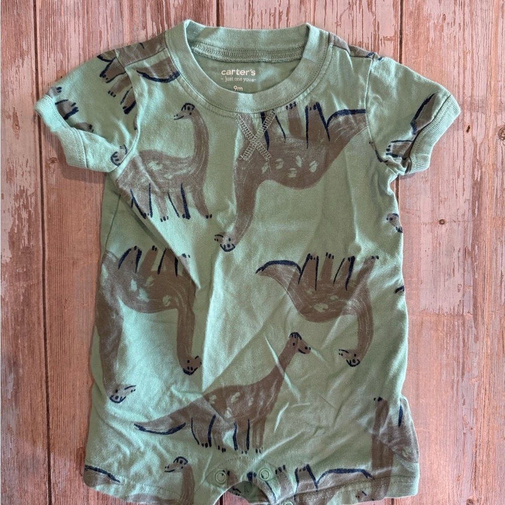 Carter's Olive Dinosaur Romper